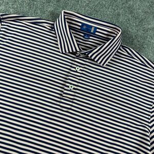 Stitch Golf Polo Shirt Mens L Pink Navy Striped Performance Short Sleeve Golfing